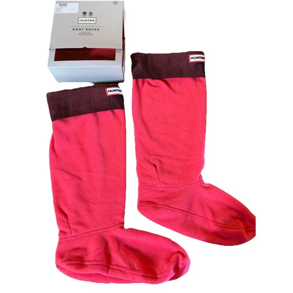 New In Box $50 Hunter Boots Ribbed Original Tall Boot Socks Large (US 8-10) Pink - Picture 1 of 11